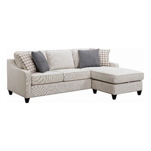 Benjara L Shaped Fabric Sectional with Reversible Chaise and Tapered Legs- Cream