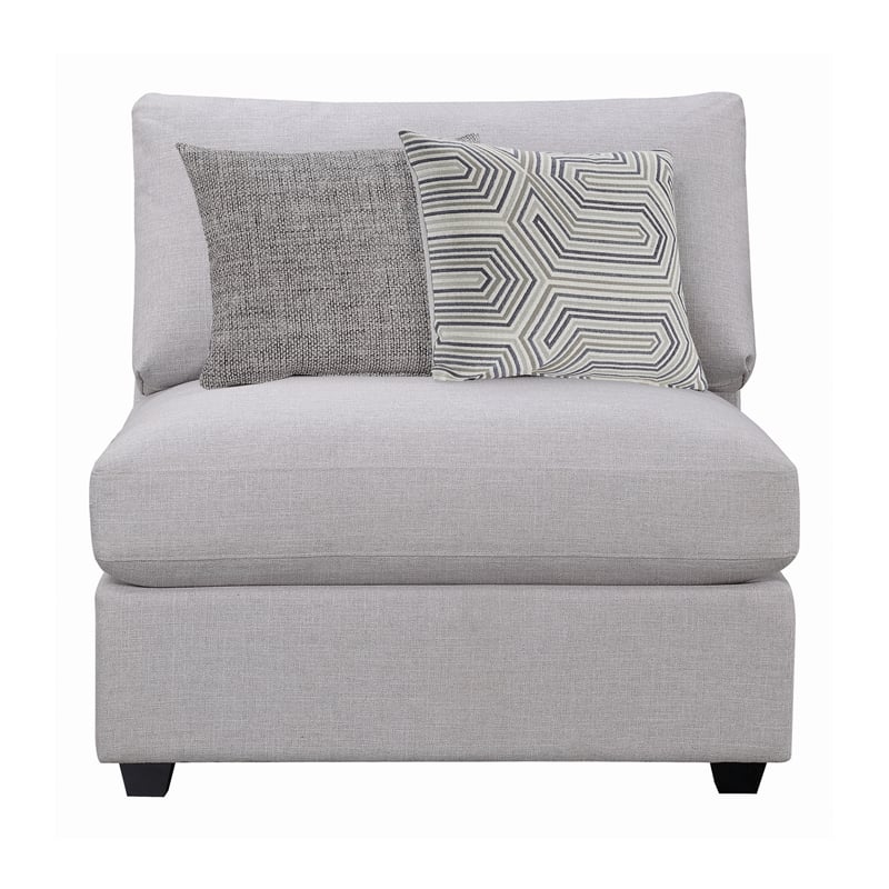 Benjara Fabric Armless Chair with Pillow Back Cushions and Tapered Feet- Gray