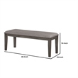 Benjara Rectangular Fabric Bench with Wooden Tapered legs- Charcoal Gray