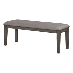 Benjara Rectangular Fabric Bench with Wooden Tapered legs- Charcoal Gray