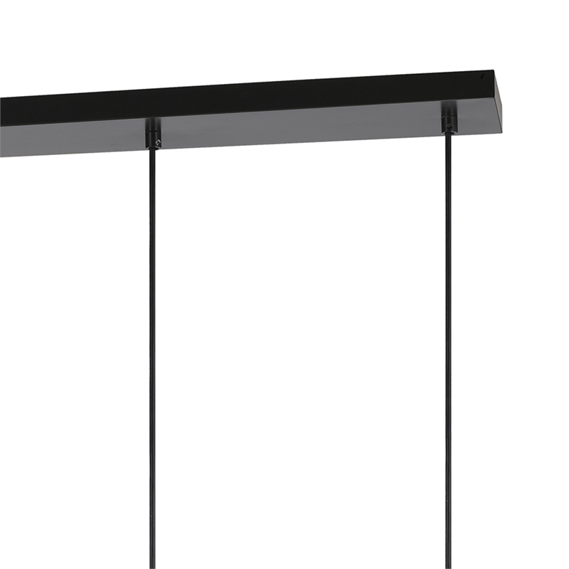 Benjara Metal Pendant Fixture with 4 Lantern Design Glass Shade- Black and Clear