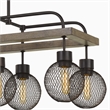 Benjara 8 Bulb Chandelier with Wooden Frame & Metal Orb Shades- Brown & Black