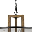 Benjara 60 X 6 Wooden Chandelier with Round Metal Mesh Shade- Black and Brown