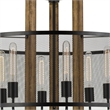 Benjara 60 X 6 Wooden Chandelier with Round Metal Mesh Shade- Black and Brown