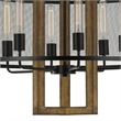 Benjara 60 X 6 Wooden Chandelier with Round Metal Mesh Shade- Black and Brown