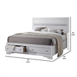 Benjara 2 Drawer Wooden Eastern King Size Bed with Panel Headboard- White