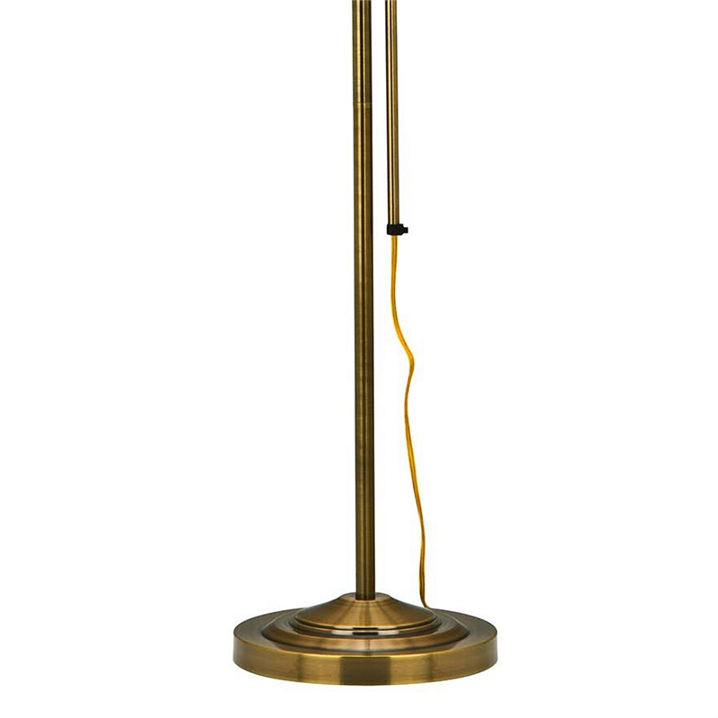 Benjara Metal Rectangular Floor Lamp with Adjustable Pole- Gold