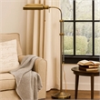 Benjara Metal Rectangular Floor Lamp with Adjustable Pole- Gold
