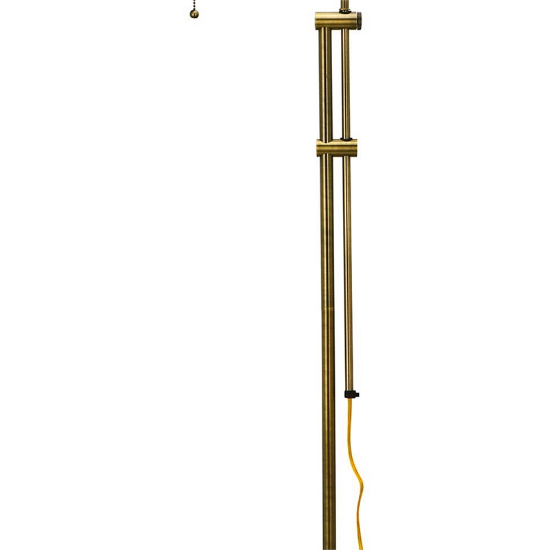 Benjara Metal Rectangular Floor Lamp with Adjustable Pole- Gold