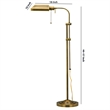 Benjara Metal Rectangular Floor Lamp with Adjustable Pole- Gold