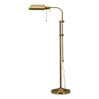 Benjara Metal Rectangular Floor Lamp with Adjustable Pole- Gold
