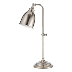 Benjara Metal Round 25&quot Table Lamp with Adjustable Pole- Silver