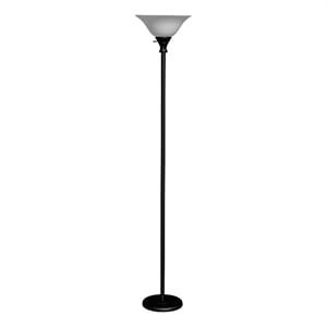Benjara 70&quot Metal 3 Way Torchiere Floor Lamp- Frosted Glass- Black and White