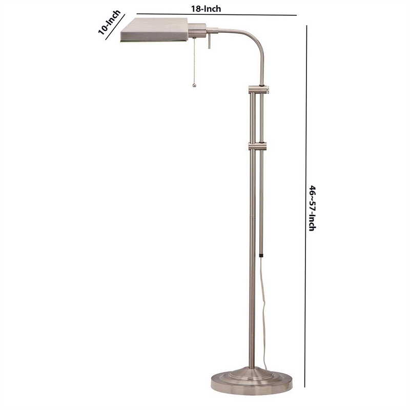 Benjara Metal Rectangular Floor Lamp with Adjustable Pole- White
