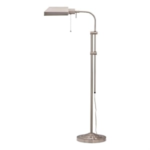Benjara Metal Rectangular Floor Lamp with Adjustable Pole- White