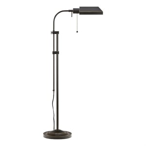 Benjara Metal Rectangular Floor Lamp with Adjustable Pole- Dark Bronze