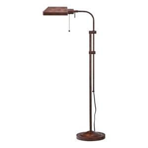 Benjara Metal Rectangular Floor Lamp with Adjustable Pole- Bronze