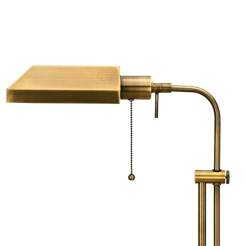 Benjara Metal Rectangular Desk Lamp with Adjustable Pole- Gold