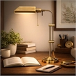 Benjara Metal Rectangular Desk Lamp with Adjustable Pole- Gold