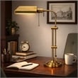 Benjara Metal Rectangular Desk Lamp with Adjustable Pole- Gold