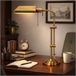 Benjara Metal Rectangular Desk Lamp with Adjustable Pole- Gold