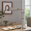 Benjara Metal Rectangular Desk Lamp with Adjustable Pole- Silver