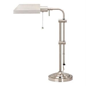 Benjara Metal Rectangular Desk Lamp with Adjustable Pole- Silver