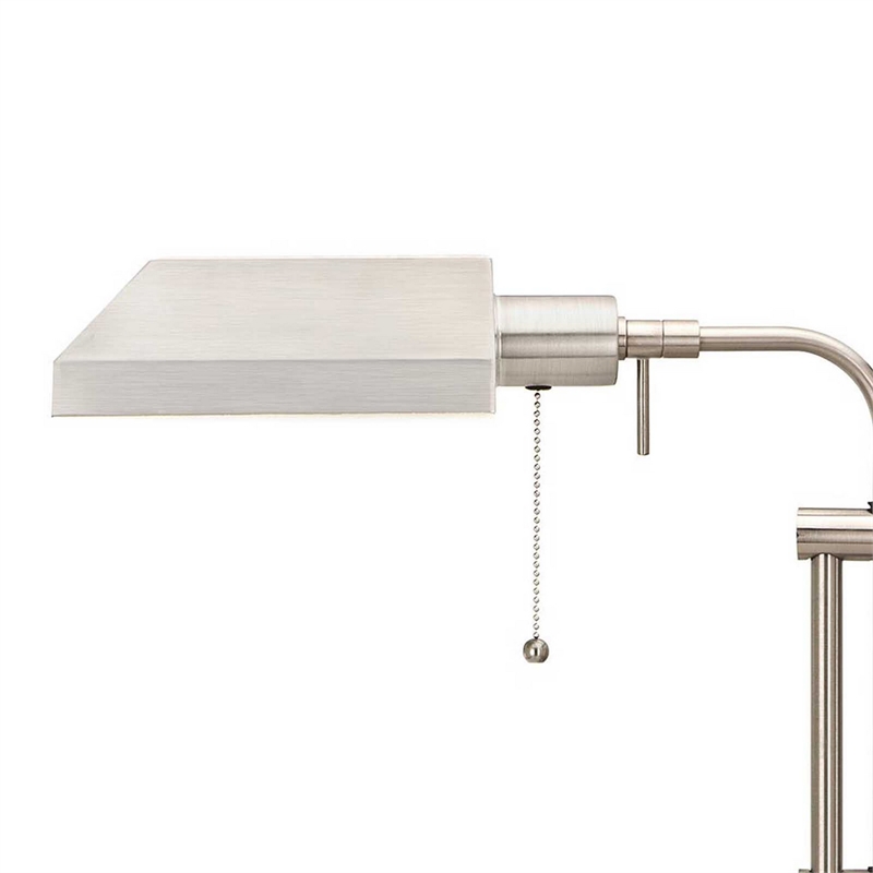 Benjara Metal Rectangular Desk Lamp with Adjustable Pole- Silver