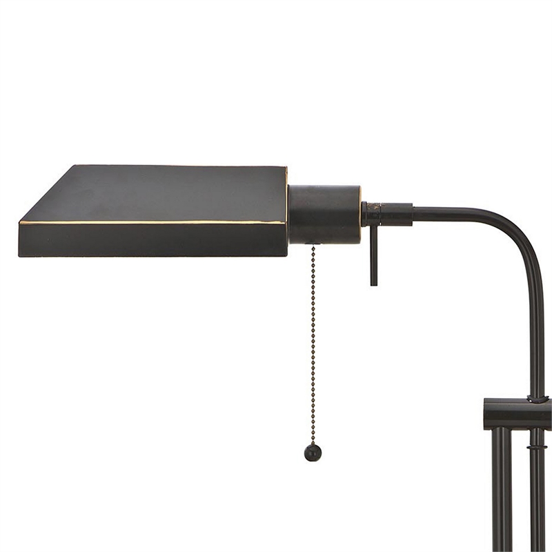 Benjara Metal Rectangular Desk Lamp with Adjustable Pole- Black