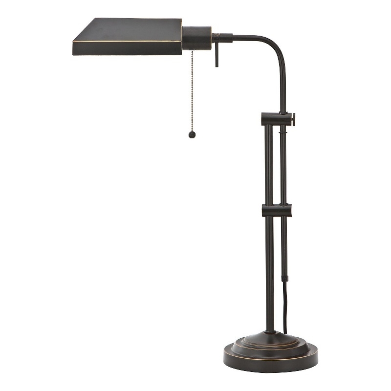 Benjara Metal Rectangular Desk Lamp with Adjustable Pole- Black
