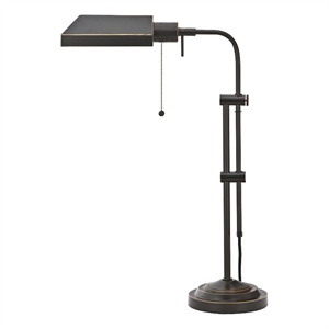 Benjara Metal Rectangular Desk Lamp with Adjustable Pole- Black