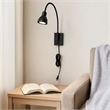Benjara Metal Round Wall Reading Lamp with Plug In Switch- Black