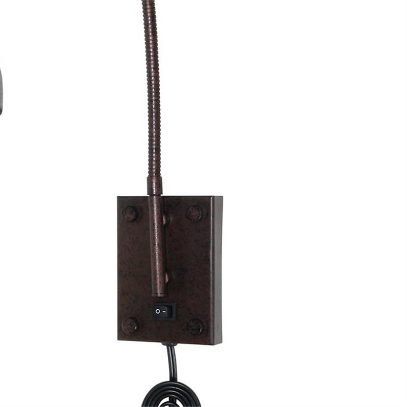 Benjara Metal Round Wall Reading Lamp with Plug In Switch- Bronze