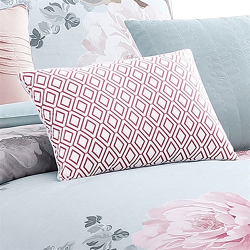 Benjara King Size 7 Piece Fabric Comforter Set with Floral Prints- Multicolor