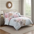 Benjara King Size 7 Piece Fabric Comforter Set with Floral Prints- Multicolor