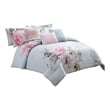 Benjara King Size 7 Piece Fabric Comforter Set with Floral Prints- Multicolor