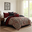 Benjara 10 Piece King Size Comforter Set with Medallion Print- Red and Blue