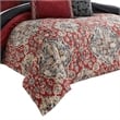 Benjara 10 Piece King Size Comforter Set with Medallion Print- Red and Blue