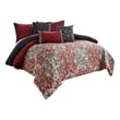 Benjara 10 Piece King Size Comforter Set with Medallion Print- Red and Blue