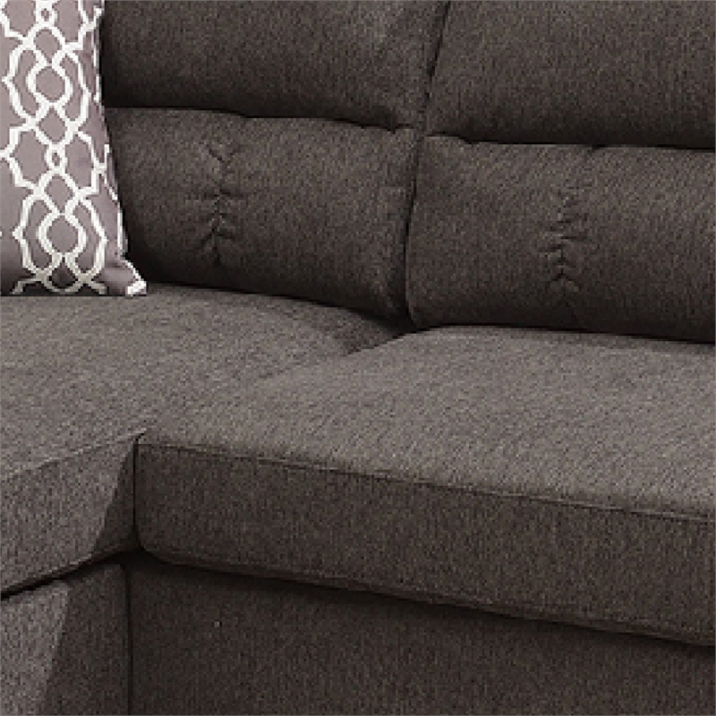 Benjara 2 Piece Contemporary Sectional Set with Tufted Back- Tan
