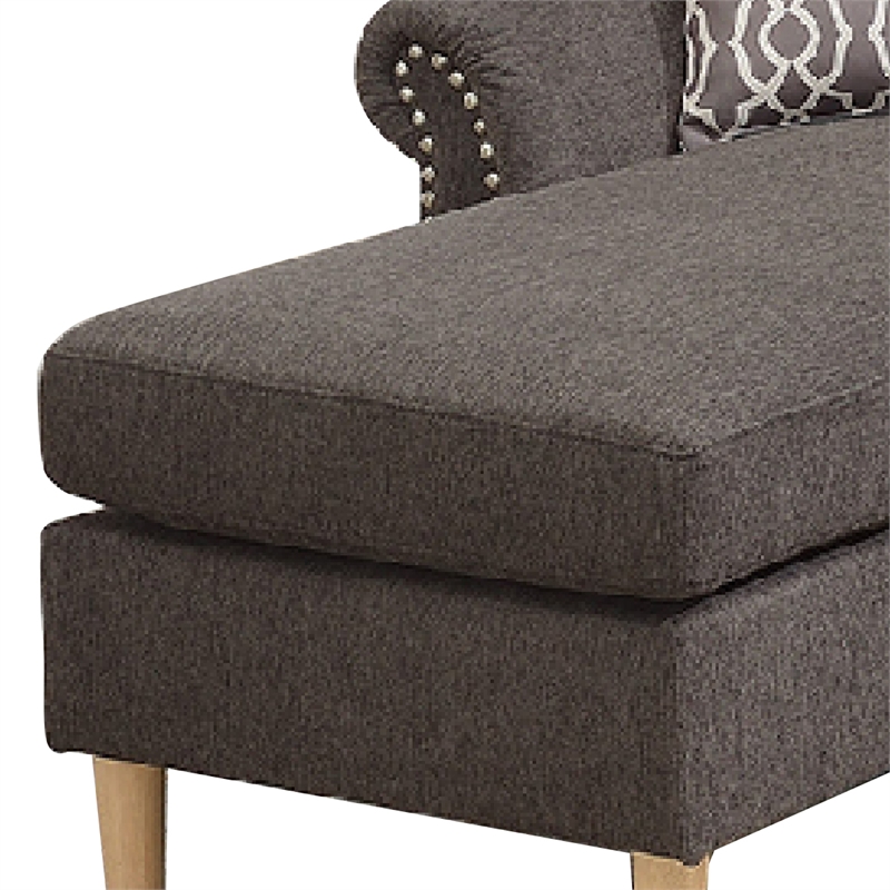 Benjara 2 Piece Contemporary Sectional Set with Tufted Back- Tan