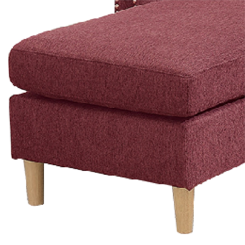 Benjara 2 Piece Contemporary Sectional Set with Tufted Back- Red
