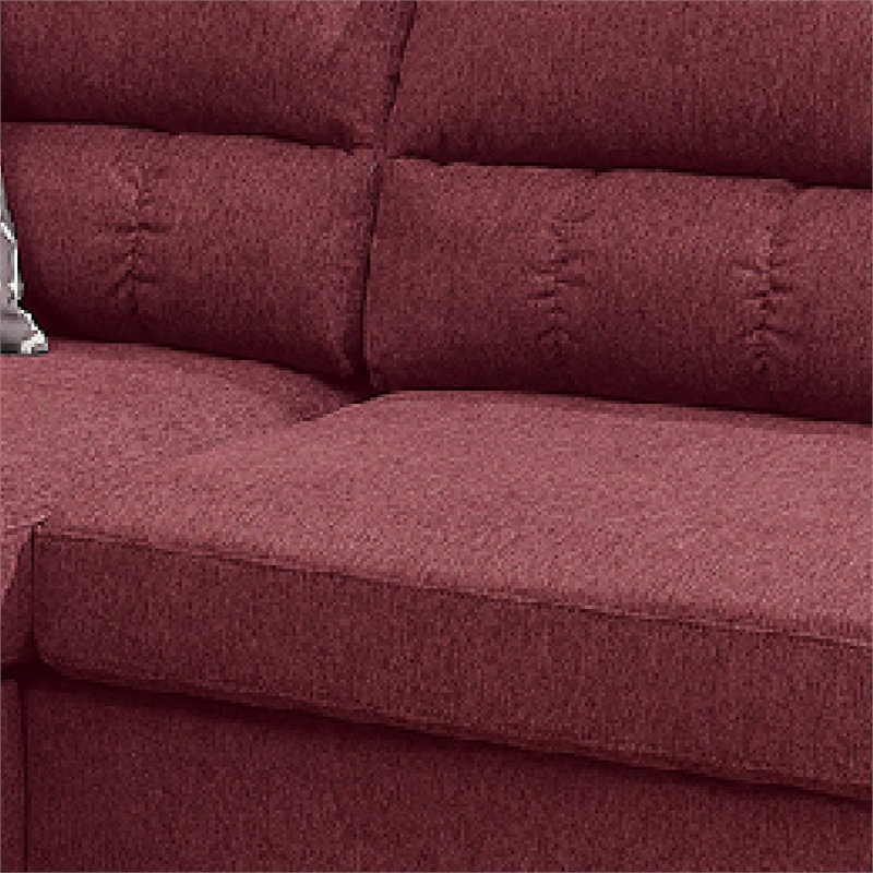 Benjara 2 Piece Contemporary Sectional Set with Tufted Back- Red