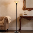 Benjara Metal Round 3 Way Torchiere Lamp with Frosted Shade- Dark Bronze & Gold