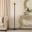 Benjara Metal Round 3 Way Torchiere Lamp with Frosted Shade- Dark Bronze & Gold