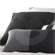 Benjara 7 Piece Queen Cotton Comforter Set with Geometric Print- Gray and Black