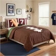 Benjara 6 Piece Full Comforter Set with Football Field Print- Brown and Green