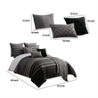 Benjara 10 Piece Queen Comforter Set with Striped Details- Black & Gray