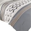 Benjara 7 Piece Queen Polyester Comforter Set with Geometric Design- Blue & Gray