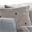 Benjara 7 Piece Queen Polyester Comforter Set with Geometric Design- Blue & Gray